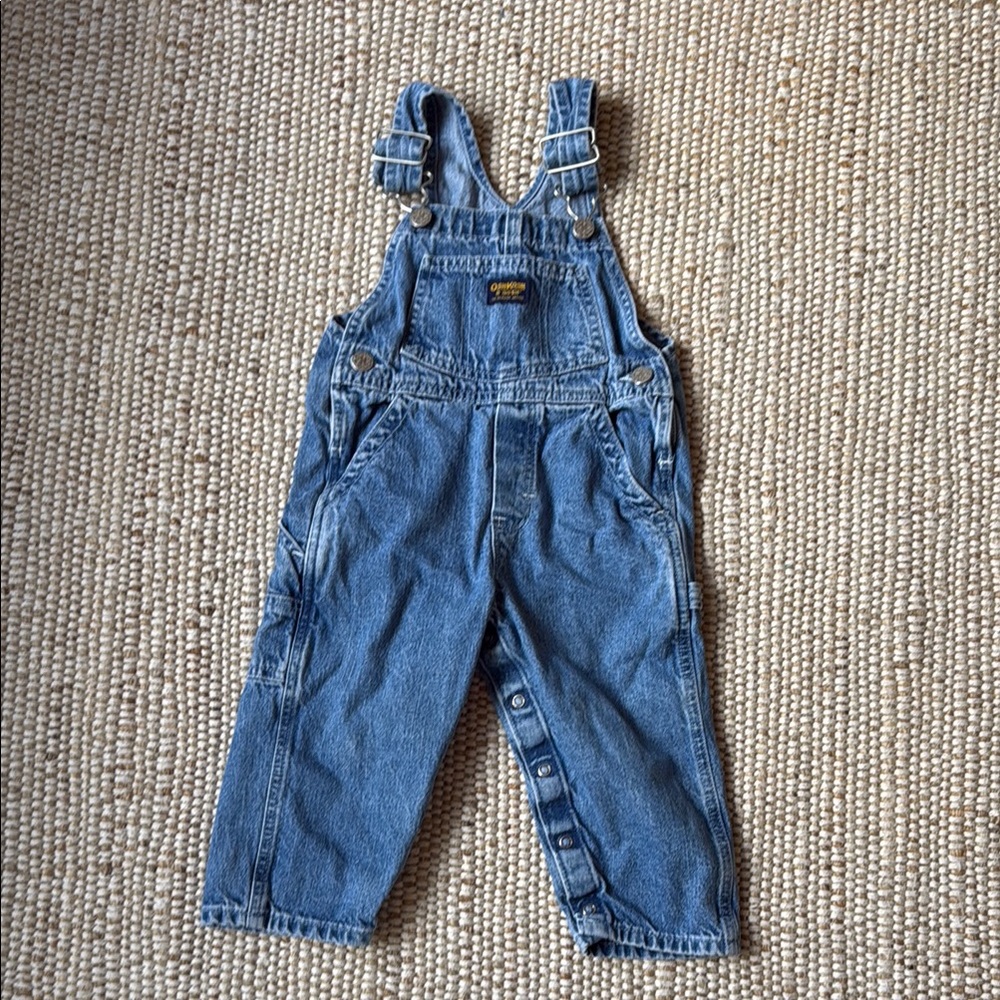 Vintage Oshkosh Blue Denim Overalls 24m